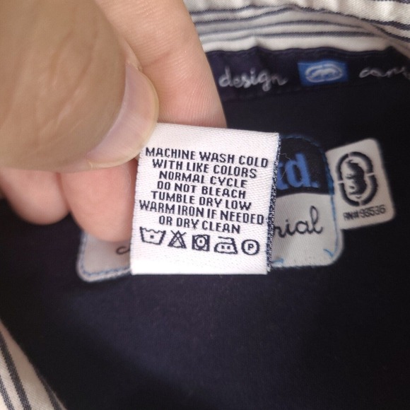 Ecko Unltd Shirt Mens XL White Striped Button Down Classic Material Short Sleeve - Picture 14 of 14